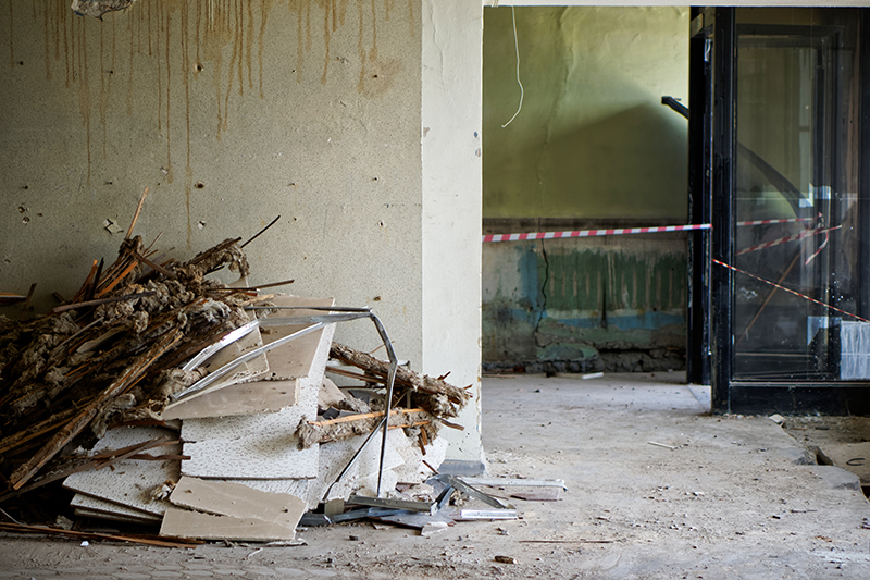 Fire Damage Restoration - photo is of the aftermath of a fire in a commercial